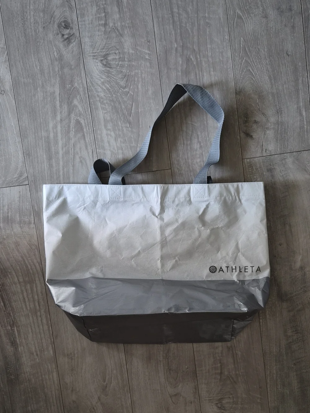 Athleta Two-Tone Gray and Light Gray Duffel Tote